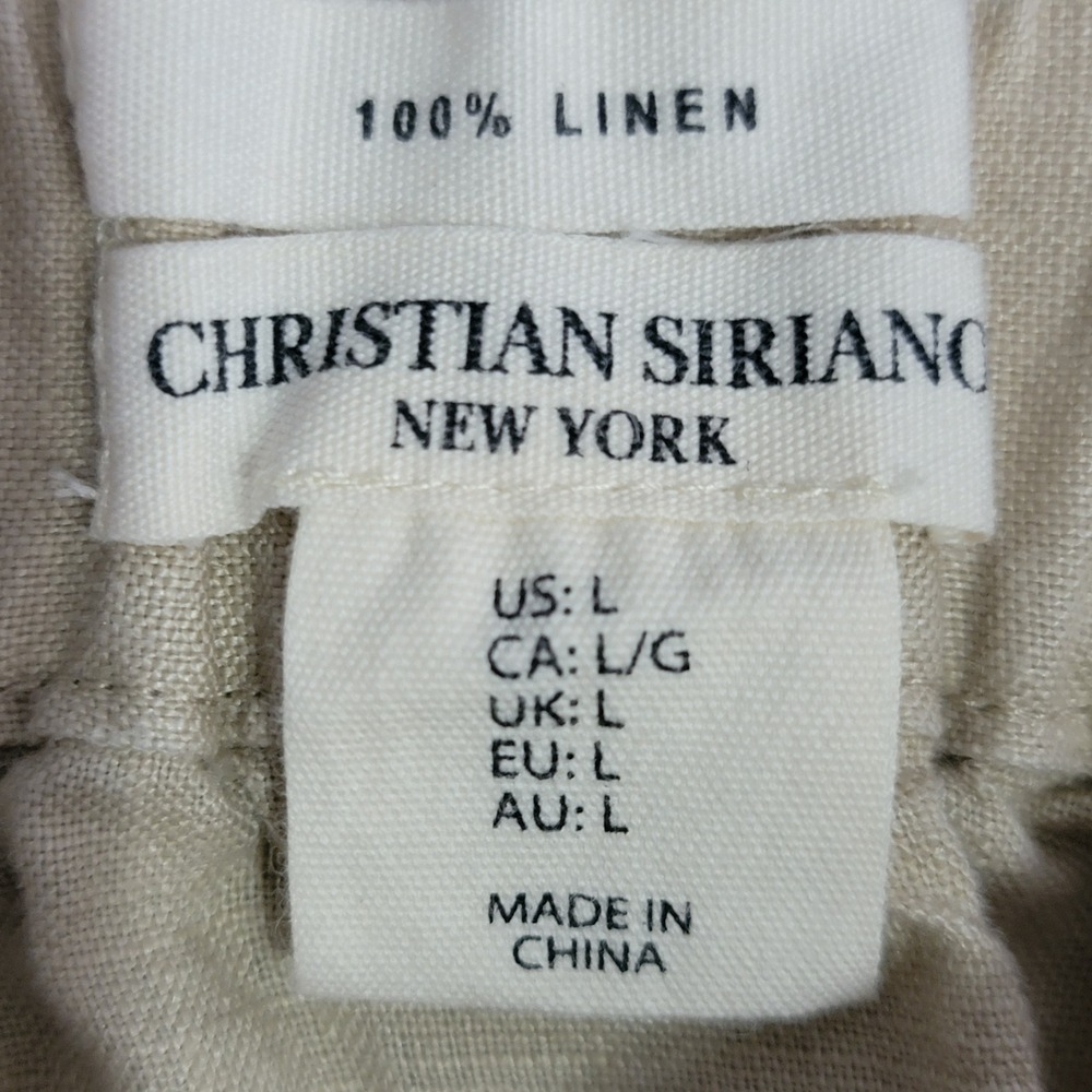 Christian Siriano Skirt Large Beige Linen Button Front Tie Waist‎ Midi Coastal - Picture 2 of 8